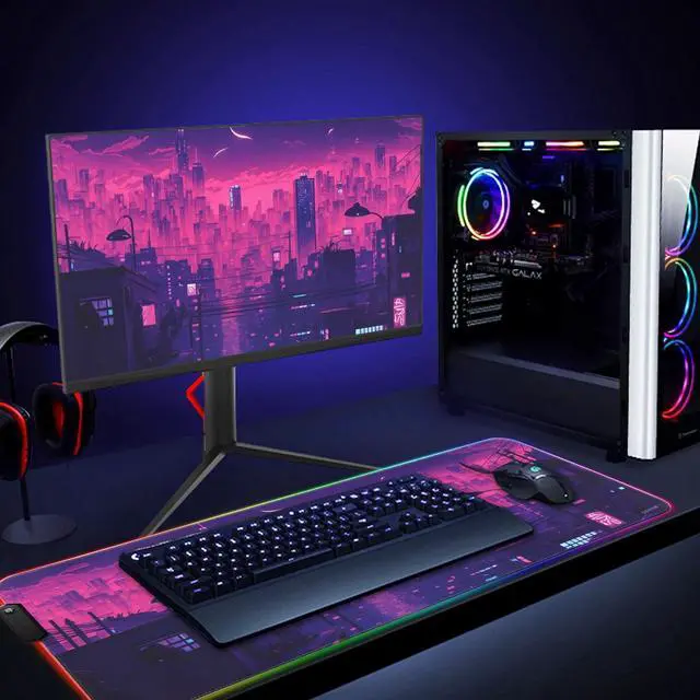 Alt view image 5 of 6 - Anime RGB Gaming Mouse Pad Large LED Mousepad with Durable Nylon Stitched Edges and Non-Slip Rubber Base 31.5X 11.8 Inch Glowing Game Mouse Mat for Personalized Gamer(80x30 US-FGartcity)