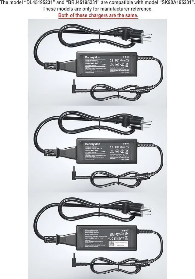 Alt view image 7 of 7 - 45W 19.5V 2.31A Laptop Power Adapter Charger for HP 741727-001 721092-001 719309-001 HSTNN-DA40 ADP-45WD B, Pavilion TouchSmart 11 13 15 Stream 14 13 11 Notebook Charging Cord with Blue Tip, 45W max