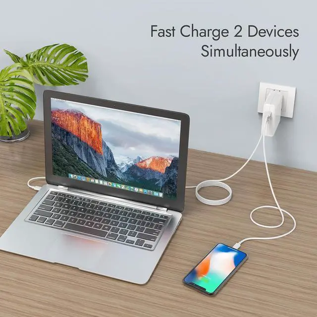 Alt view image 3 of 7 - Mac Book Pro Charger - 138W USB C Charger 2 Port Power Adapter Compatible with MacBook Pro 16 15 14 13 Inch MacBook Air 13 Inch iPad Pro and More USB C Devices Include 2 Cables