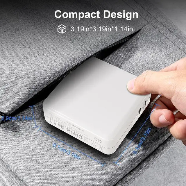 Alt view image 7 of 7 - Mac Book Pro Charger - 138W USB C Charger 2 Port Power Adapter Compatible with MacBook Pro 16 15 14 13 Inch MacBook Air 13 Inch iPad Pro and More USB C Devices Include 2 Cables