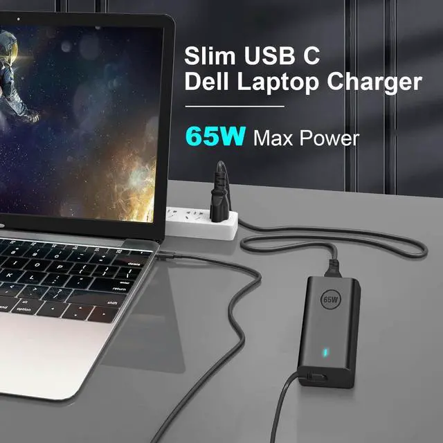 Alt view image 2 of 6 - 65W USB C Laptop Charger for Dell XPS and Latitude 5000 5420 5520 65W Dell Laptop Charger Type C