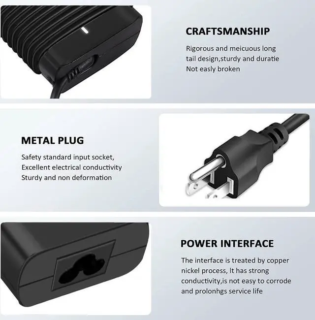 Alt view image 4 of 6 - 65W USB C Laptop Charger for Dell XPS and Latitude 5000 5420 5520 65W Dell Laptop Charger Type C