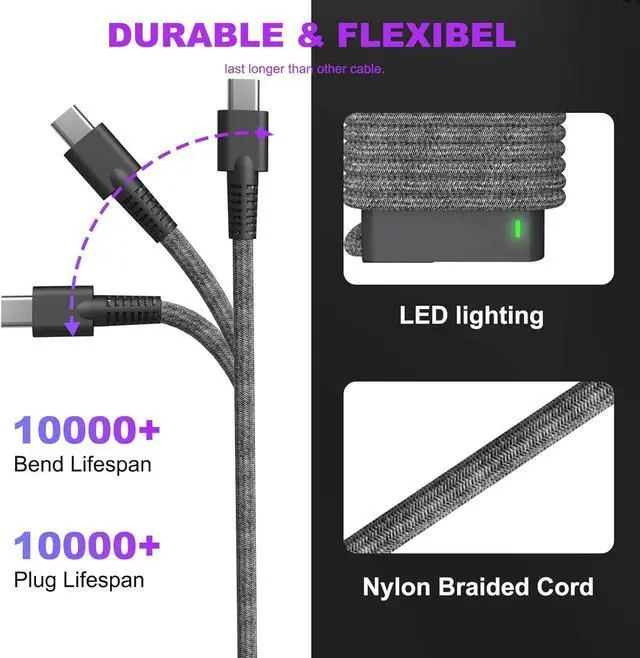 Alt view image 5 of 7 - New Slim 65W Watt USB Type C Laptop Charger for HP Spectre X360 Envy X360 HP Computer Chromebook EliteBook X360 Zbook ProBook Elite X2 Replacement for Fast Charging Travel AC Adapter Power Cord