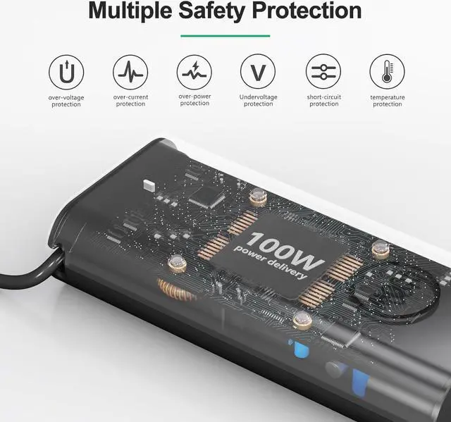 Alt view image 6 of 7 - New Replacement for 100W  Laptop Charger USB C Type C Gan for  Precision 3580 3580 3580 3581 5680 Latitude 7640 7640 7340 5440 5540 9440 5340 Inspiron 14 16 5000 7000 5430 7430 7440 5630