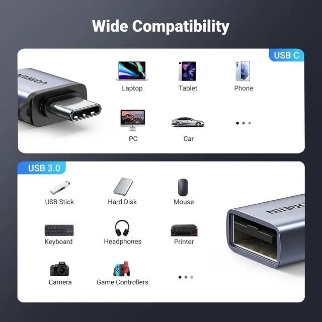 Alt view image 6 of 7 - USB to USB C Adapter USB C Male to USB 3.0 Female 2 Pack 10Gbps USB C Female to USB Male Adapter Thunderbolt Compatible with iPhone 16 15 MacBook iPad  Galaxy Apple MagSafe Watch 9/8