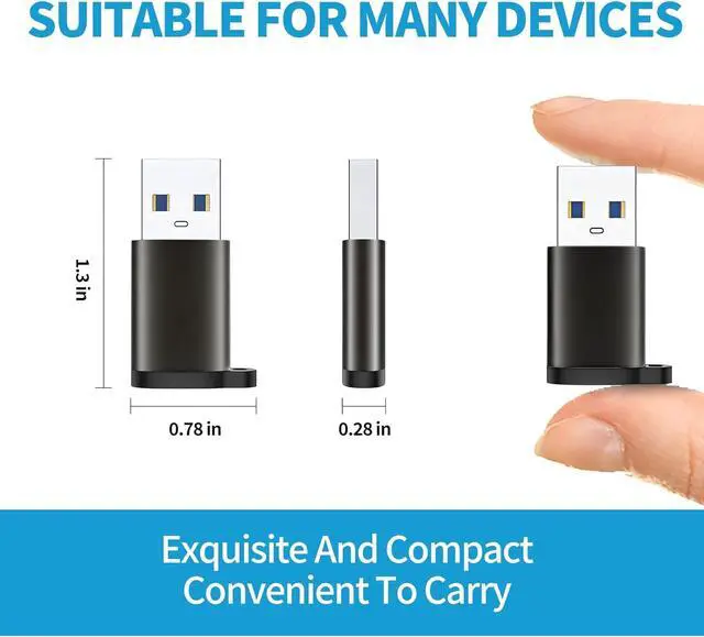 Alt view image 3 of 7 - USB to USB C 3.0 Adapter 4 Pack Type C to USB A Converter USB-C Female to USBS Male Compatible for  MacBook Pro Mac Book iPad iPhone 16 15 14 13 12 Pro Max  Galaxy S20-S23 More Black