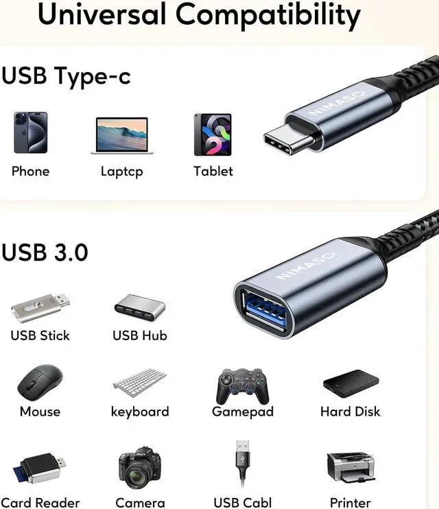 Alt view image 7 of 7 - USB C to USB 3.0 Adapter [2 pack] USB-C to USB Thunderbolt 3 to USB Adapter OTG Cable for Macbook Pro/Air 2020/2018 iPad Pro 2020 Galaxy S20 S20+ Google Pixel and More