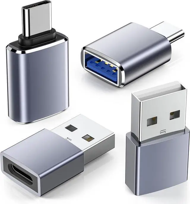 Main image of USB to USB C Adapter-4 Pack 2*Type C Female to A Male Charger Converter&2*USB C Male to USB FemaleOTG Adapter for iPhone 16 15 14 13 12 Pro Max Plus Apple Watch Ultra 8 9 AirPods iPad  S24