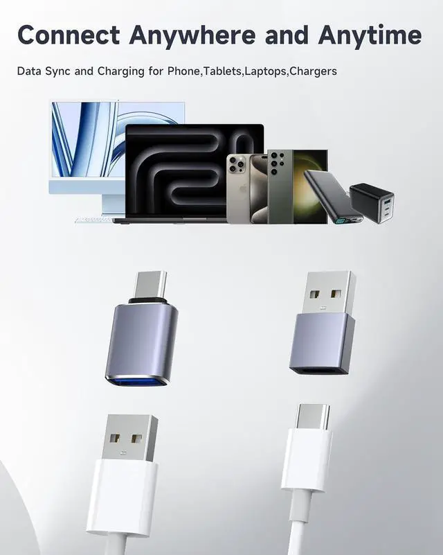 Alt view image 6 of 7 - USB to USB C Adapter-4 Pack 2*Type C Female to A Male Charger Converter&2*USB C Male to USB FemaleOTG Adapter for iPhone 16 15 14 13 12 Pro Max Plus Apple Watch Ultra 8 9 AirPods iPad  S24