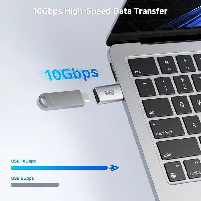 Alt view image 2 of 7 - 2-Pack 10Gbps USB to USB C Adapter for Fast Charging & High-Speed Data Transferring Reversible USB-C Port USB C to USB Adapter (Female to Male) for iPhone 16/15 iPad Pro Galaxy S23