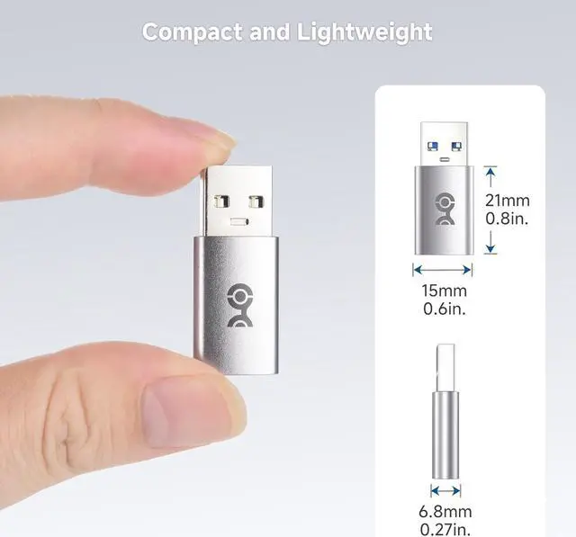 Alt view image 6 of 7 - 2-Pack 10Gbps USB to USB C Adapter for Fast Charging & High-Speed Data Transferring Reversible USB-C Port USB C to USB Adapter (Female to Male) for iPhone 16/15 iPad Pro Galaxy S23