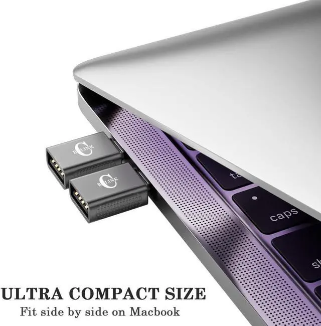 Alt view image 2 of 7 - 10Gbps USB C to USB Adapter (2 Pack) USB 3.2 Gen 2 Fit Side by Side USB C Male to USB A Female Converter for iPhone 16 15 Series iPad MacBook and More Type C Devices