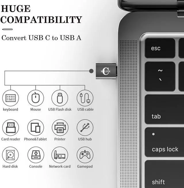 Alt view image 3 of 7 - 10Gbps USB C to USB Adapter (2 Pack) USB 3.2 Gen 2 Fit Side by Side USB C Male to USB A Female Converter for iPhone 16 15 Series iPad MacBook and More Type C Devices