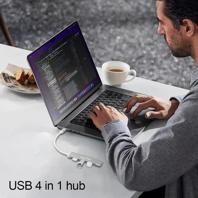 Alt view image 2 of 7 - USB Hub for Laptop USB Multiport Adapter Multiple USB Port Extender USB a hub USB Splitter 1 in 4 Out with USB 3.0 hub 4 Port USB hub for PC Mac Mouse HDD Keyboard iMac Flash USB to Multiple USB
