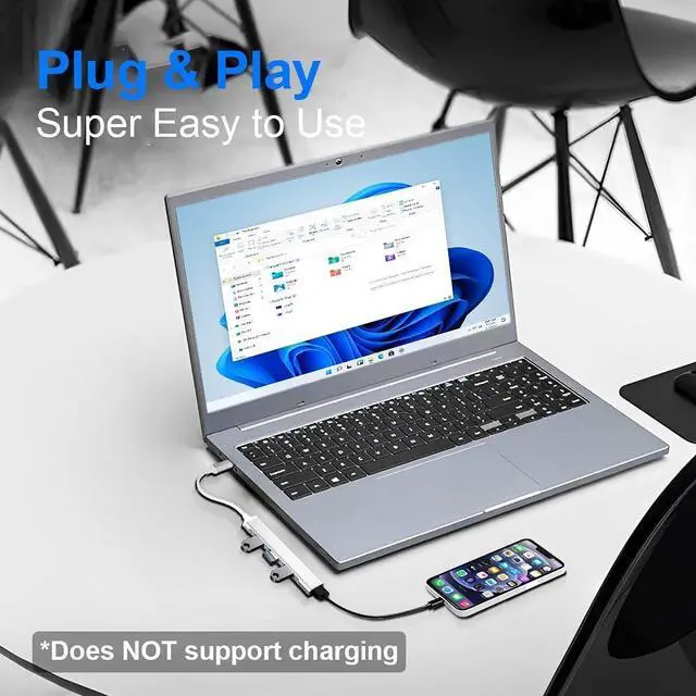 Alt view image 4 of 7 - USB Hub for Laptop USB Multiport Adapter Multiple USB Port Extender USB a hub USB Splitter 1 in 4 Out with USB 3.0 hub 4 Port USB hub for PC Mac Mouse HDD Keyboard iMac Flash USB to Multiple USB