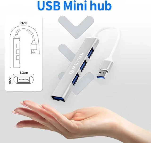 Alt view image 6 of 7 - USB Hub for Laptop USB Multiport Adapter Multiple USB Port Extender USB a hub USB Splitter 1 in 4 Out with USB 3.0 hub 4 Port USB hub for PC Mac Mouse HDD Keyboard iMac Flash USB to Multiple USB