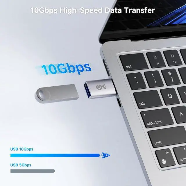 Alt view image 2 of 7 - 2-Pack 10Gbps USB C to USB Adapter Male to Female for High-Speed Data Transferring & Fast Charging Reversible USBC USBA to USBC Adapter for iPhone 16/15 iPad Pro Galaxy S23