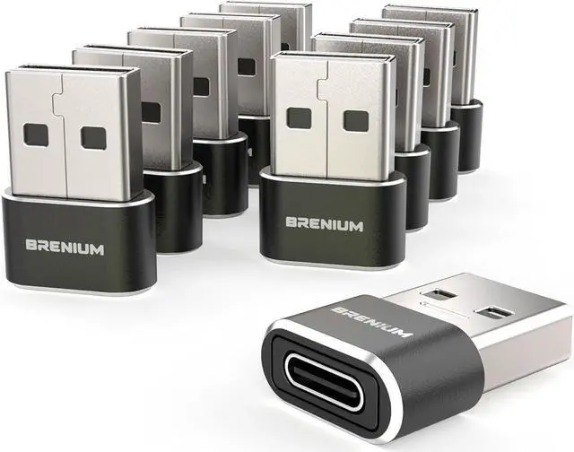 Main image of USB to USB C Adapter 10-Pack Charger Converter for iPhone 14  Galaxy iPad Apple Watch Type-C Female to A Male (USB-A to USB-C)
