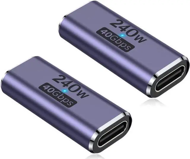 Main image of 240W USB C Coupler (2 Pack) USB Type C Female to Female Adapter Extender Compatible with Thunderbolt 4/3 Support up to 240W Charging 40Gbps Data Transfer and 8K@60Hz Video
