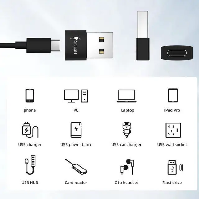 Alt view image 4 of 7 - -2 Pack USB-C Female to USB Male Adapter USB C to USB A Adapter Compatible with Mbook Notebook Tablet Smartphone Such as  Galaxy