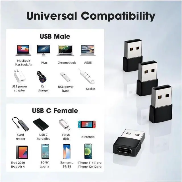 Alt view image 5 of 7 - -2 Pack USB-C Female to USB Male Adapter USB C to USB A Adapter Compatible with Mbook Notebook Tablet Smartphone Such as  Galaxy