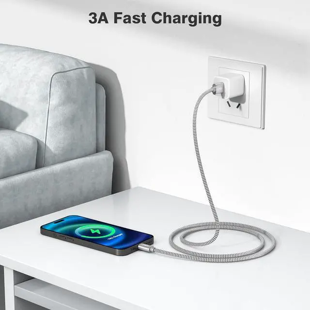Alt view image 4 of 7 - iPhone 16 Charger Cord 1.5/3.3/6.6FT 3-Pack USB to USB-C Car Charging Cable for New Apple 16 Pro Max Plus 15 Airpods 4 4th Gen ipad Mini 7  Galaxy S24 S23 Ultra Note 20 Tab A7 A54 A53 Type-C
