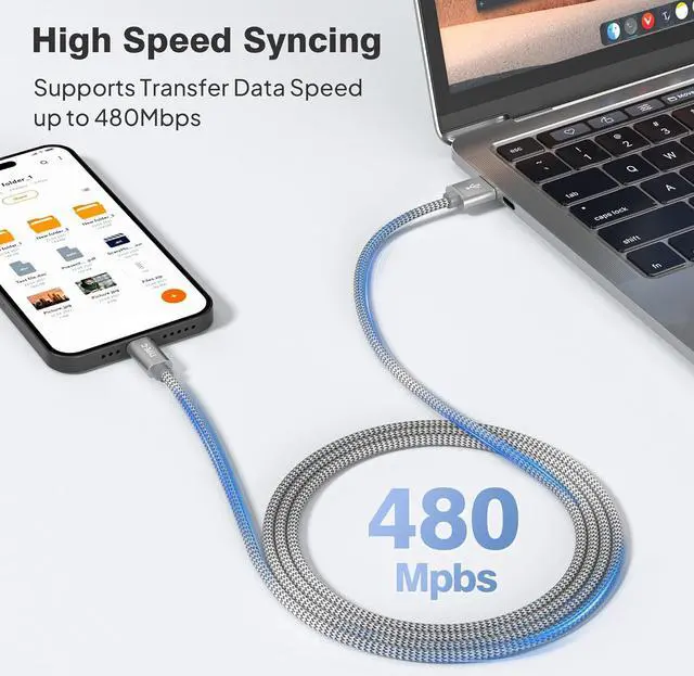 Alt view image 3 of 7 - iPhone 16 Charger Cord 1.5/3.3/6.6FT 3-Pack USB to USB-C Car Charging Cable for New Apple 16 Pro Max Plus 15 Airpods 4 4th Gen ipad Mini 7  Galaxy S24 S23 Ultra Note 20 Tab A7 A54 A53 Type-C