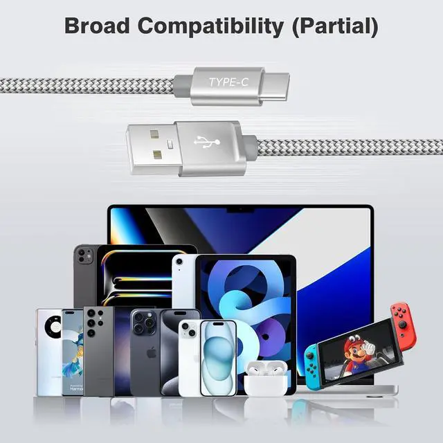 Alt view image 7 of 7 - iPhone 16 Charger Cord 1.5/3.3/6.6FT 3-Pack USB to USB-C Car Charging Cable for New Apple 16 Pro Max Plus 15 Airpods 4 4th Gen ipad Mini 7  Galaxy S24 S23 Ultra Note 20 Tab A7 A54 A53 Type-C