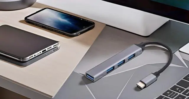 Alt view image 4 of 7 - USB-C to USB Hub | 4 Port USB Hub Splitter | Portable USB Adapter Multiport Expander | High-Speed Data Transfer | USB C to USB Hub 4 Ports | USB Type C Docking Station