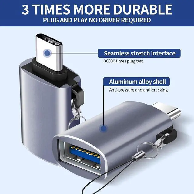 Alt view image 2 of 7 - USB C to USB Adapter USB C Male to USB 3.0 Female Adapter (3-Pack) Type C Thunderbo lt 4 OTG Converter for iPhone 15 Max  MacBook iPad  Galaxy S24 S23  XPS and More Type C Devices