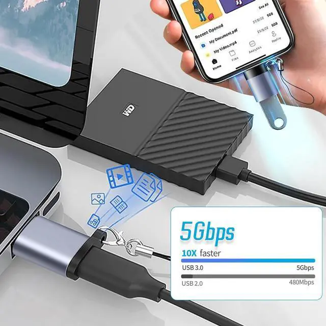 Alt view image 7 of 7 - USB to USB C Adapter USB C Male to USB 3.0 Female 2 Pack Type C Female to A Male Charger ConverterUSB C Female to USB Male Adapter Compatible for Apple Watch Ultra 8 9 iPhone 15 Pro Max 14 13 12 OTG