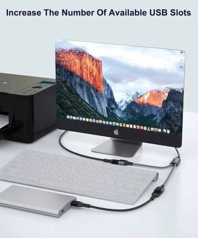 Alt view image 4 of 7 - USB Splitter 1 in 2 Out 1FT USB Y Cable Double USB Adapter USB Male to Two Female Extension Cord Dual Port Extender Hub Data Power Charger Split for TV PC Laptop MacBook Keyboard PS4 PS5
