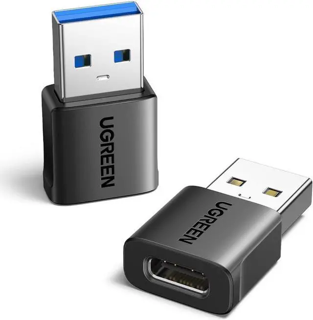 Main image of 10Gbps USB to USB C Adapter 2Pack USB C Female to USB 3.0 Male Adapter Type Charger Connector for iPhone 16 15 14 13 AirPods iPad Air Mini 6 7 CarPlay Black