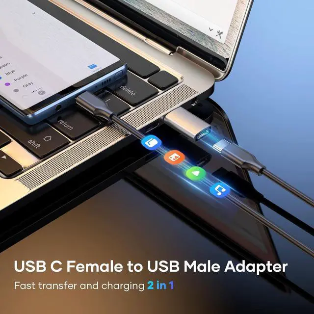 Alt view image 2 of 7 - USB C to USB Adapter (4 Pack) USB C Female to USB Male 3.0 USB Type C Adapter Compatible with iPhone 15/14/13/12 iPad Pro/Mini/air  Galaxy S21 S22 Plus/Ultra MacBook/Laptop/Desktop