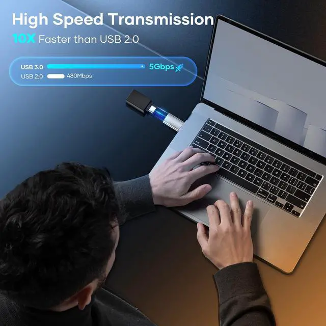 Alt view image 3 of 7 - USB C to USB Adapter (4 Pack) USB C Female to USB Male 3.0 USB Type C Adapter Compatible with iPhone 15/14/13/12 iPad Pro/Mini/air  Galaxy S21 S22 Plus/Ultra MacBook/Laptop/Desktop