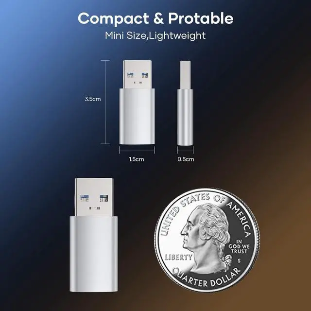 Alt view image 6 of 7 - USB C to USB Adapter (4 Pack) USB C Female to USB Male 3.0 USB Type C Adapter Compatible with iPhone 15/14/13/12 iPad Pro/Mini/air  Galaxy S21 S22 Plus/Ultra MacBook/Laptop/Desktop