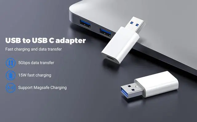 Alt view image 7 of 7 - USB to USB C Adapter 2 Pack USB-C Female to USB Male Adapter OTG Charger Converter Compatible for Apple Watch Ultra iWatch/iPhone/Pro Max Plus/Airpods/iPad 9 10 Air 5 Mini 6/Car/