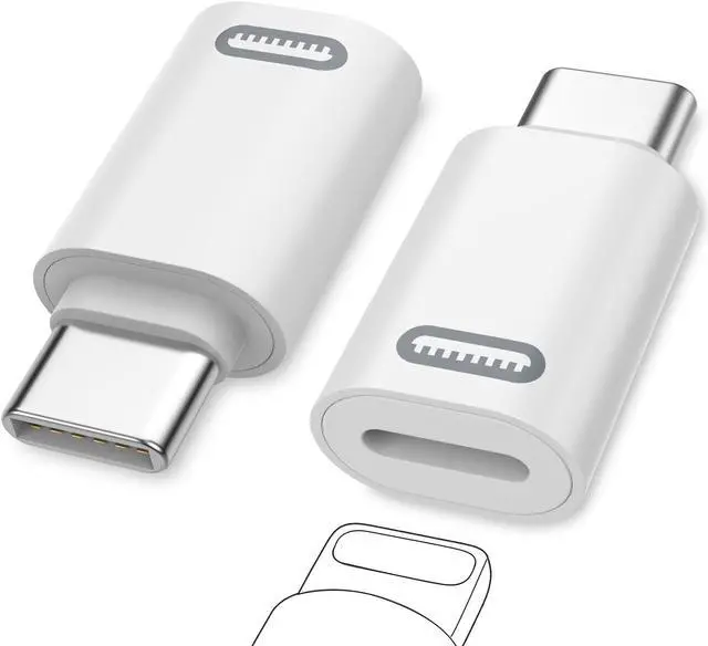 Main image of Lightning Female to USB C Male Adapter 2Pack USB-C to Lightning Adapter for iPhone 15/16 Pro/16 Pro Max/Plus Galaxy S24 iPad Pro/Air for Fast Charging/Data Transfer Not for Audio/OTG White PD