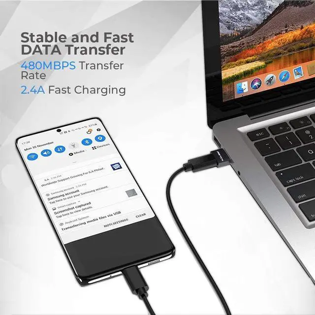 Alt view image 4 of 5 - USB C to USB [2-Pack] Adapters for USB USB C Charger Plug USB Plug USB C to USB A Type C Plug Adaptor for OTG Laptop SD Card Reader Headphones Socket Wall Power Port Apple iPhone  Charger Cable