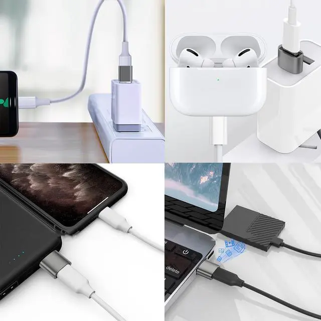 Alt view image 5 of 7 - USB to USB C Adapter USB C Female to USB 3.1 Male Adapter USB Type C to USB A Adapter Compatible with iPhone 11 12 13 14 Pro Max  Galaxy S22 S21 S20 MacBook PC Laptop (Grey)