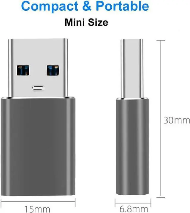 Alt view image 7 of 7 - USB to USB C Adapter USB C Female to USB 3.1 Male Adapter USB Type C to USB A Adapter Compatible with iPhone 11 12 13 14 Pro Max  Galaxy S22 S21 S20 MacBook PC Laptop (Grey)