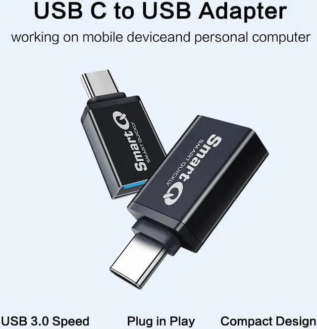 Alt view image 2 of 7 - USB C to USB 3.0 Female Adapter Compatible with MacBook Pro 2020 iPad Pro 2020  Notebook 9  XPS iPhone 15 and More Type C Devices. Pack of 4 Black.