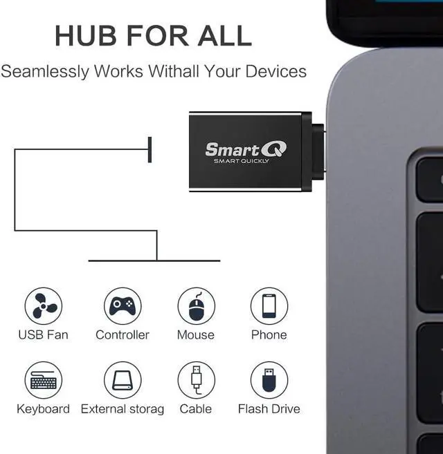 Alt view image 3 of 7 - USB C to USB 3.0 Female Adapter Compatible with MacBook Pro 2020 iPad Pro 2020  Notebook 9  XPS iPhone 15 and More Type C Devices. Pack of 4 Black.