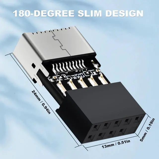 Alt view image 5 of 6 - USB 2.0 to USB 3.2 Gen 1 Header Extension Adapter for Mainboard with Type E Key-A Female Front Panel Socket to 9 Pin Header Internal Conversion Adapter