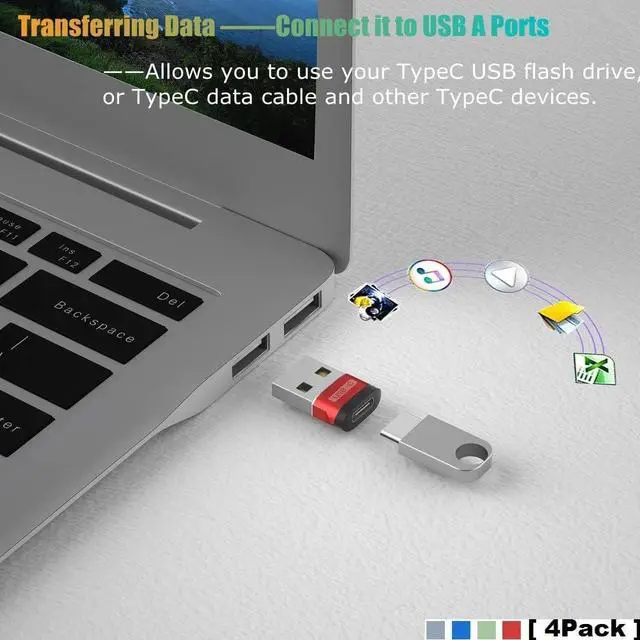 Alt view image 3 of 7 - USB C Female to USB Male Adapter 4Pack Type A Charger Cable Converter for Apple iWatch Watch Series 7 SE iPhone 11 12 13 Pro Max Mini 8 AirPods iPad Air 4 5 14  Galaxy S20 S21 S22