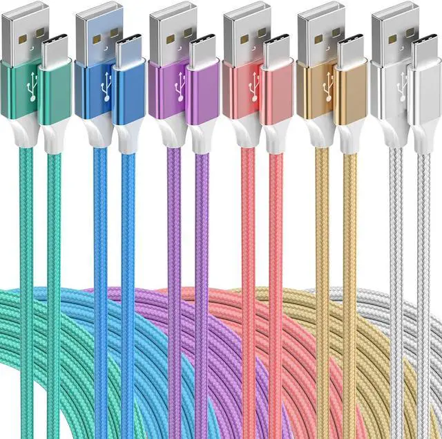 Main image of USB C Cable 6Pack USB to USB C Cable Type C Charger Fast Charging Cable Nylon Braided Android Charger for iPhone 16 15 Charger  Galaxy  Google Pixel Sony Switch3/3/3/6/6/10Ft