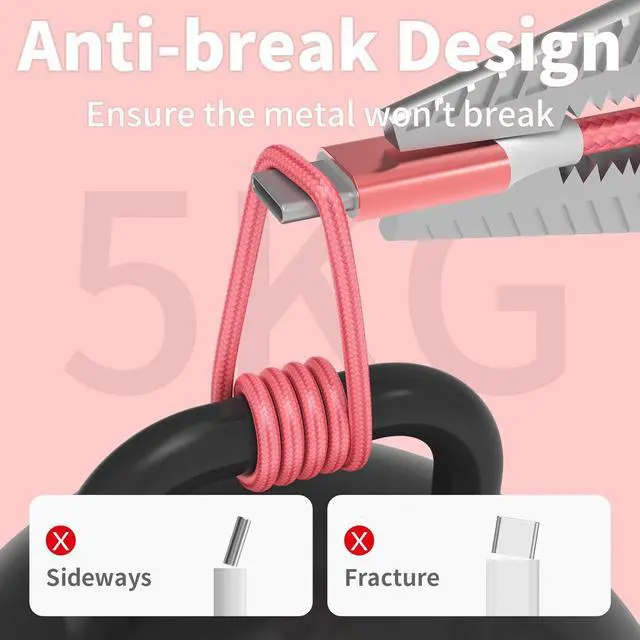 Alt view image 4 of 7 - USB C Cable 6Pack USB to USB C Cable Type C Charger Fast Charging Cable Nylon Braided Android Charger for iPhone 16 15 Charger  Galaxy  Google Pixel Sony Switch3/3/3/6/6/10Ft