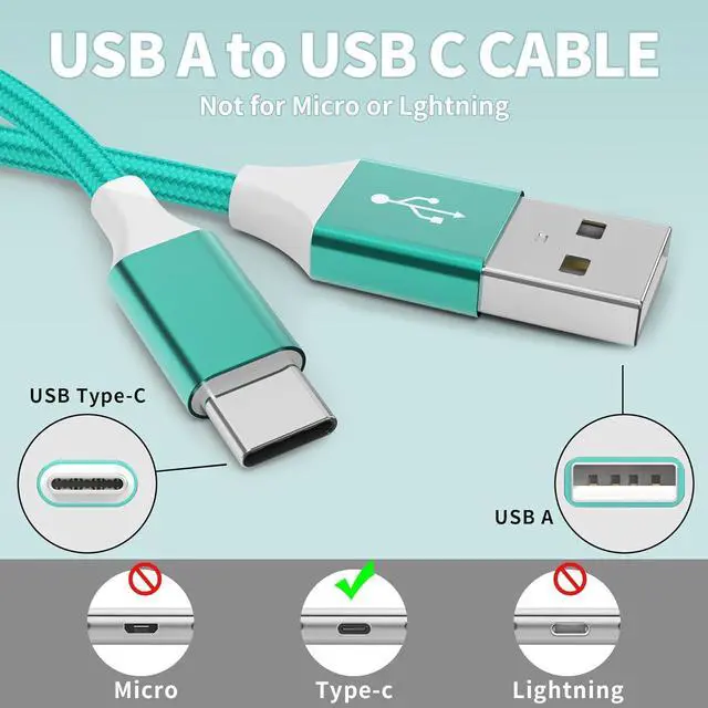Alt view image 6 of 7 - USB C Cable 6Pack USB to USB C Cable Type C Charger Fast Charging Cable Nylon Braided Android Charger for iPhone 16 15 Charger  Galaxy  Google Pixel Sony Switch3/3/3/6/6/10Ft
