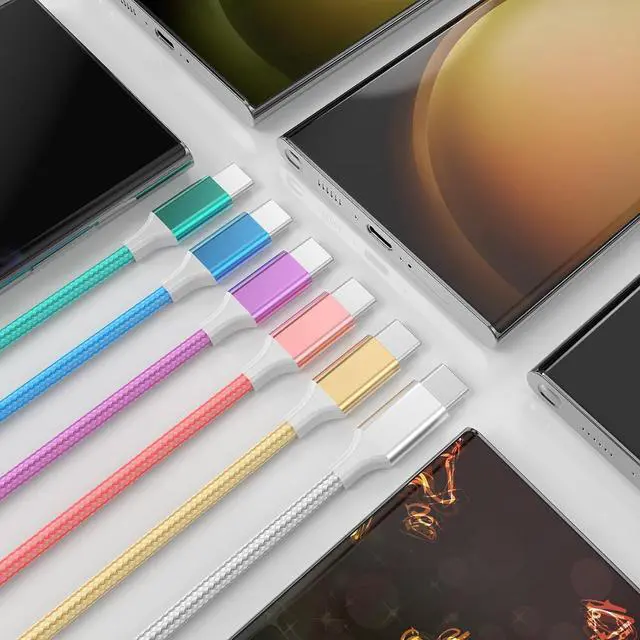 Alt view image 7 of 7 - USB C Cable 6Pack USB to USB C Cable Type C Charger Fast Charging Cable Nylon Braided Android Charger for iPhone 16 15 Charger  Galaxy  Google Pixel Sony Switch3/3/3/6/6/10Ft