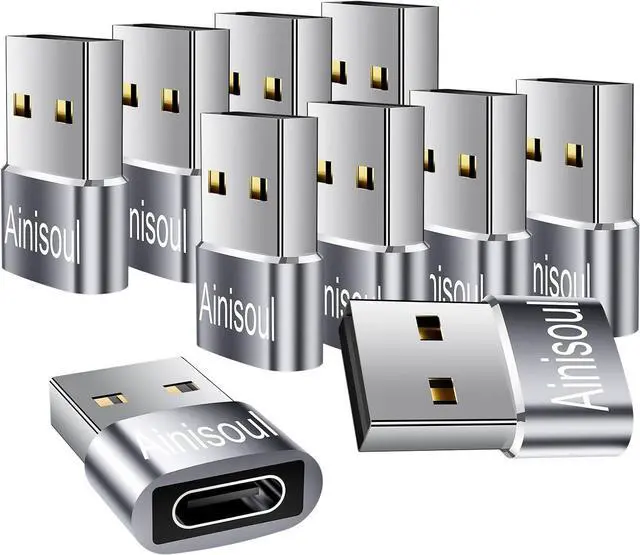 Main image of USB C to USB Adapter 10 Pack USB C Female to USB Male Adapter USBC to USB Adapter USB to C Adapter USB to Type C Adapter USBA to USBC Adapter for iPhone 15/14/13 iPad Pro AirPods Grey